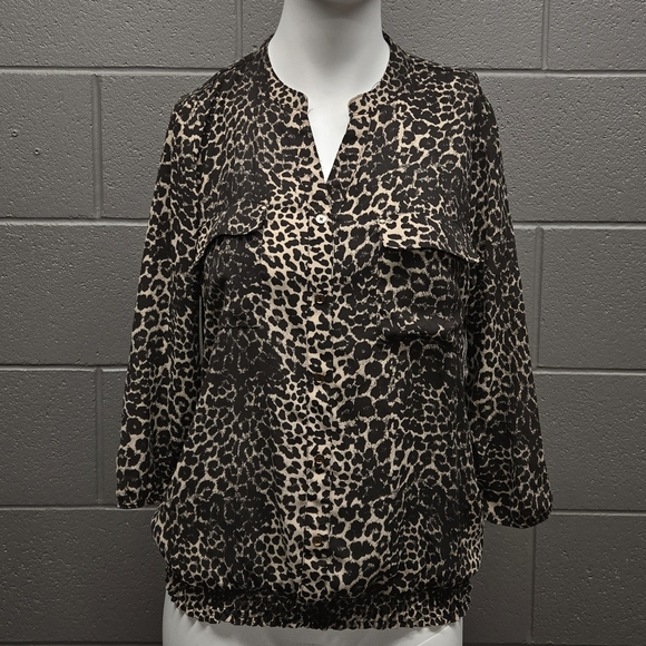 Jessica Womens Leopard Print Sheer Blouse - Picture 1 of 8